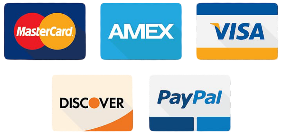 Mastercard, Amex, Visa, Discover, Paypal Logo